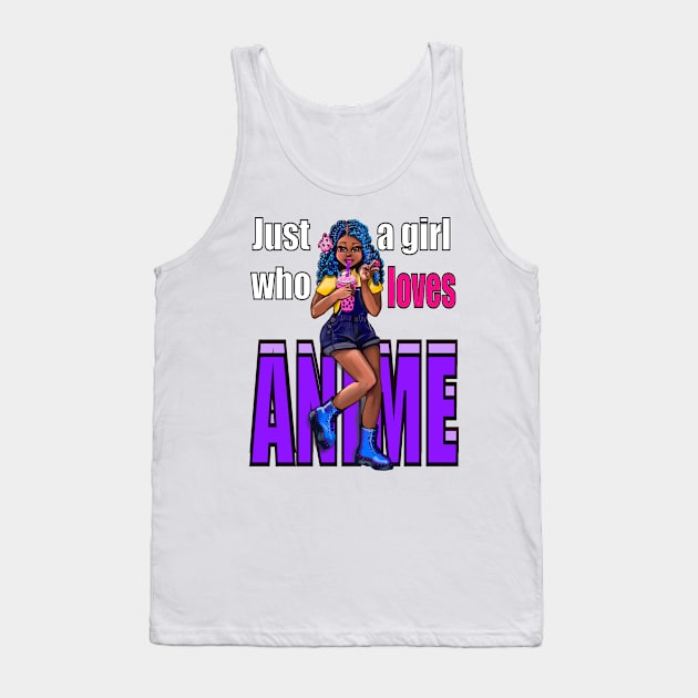 Afro African American black girl. Just a girl who loves anime Tank Top by Artonmytee